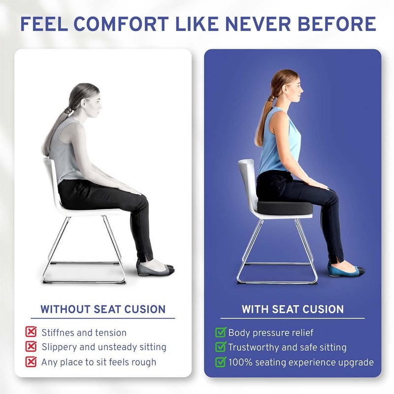 ComfySure Memory Foam Seat Cushion - Tailbone Pain Relief Cushion, Non-Slip Sciatica Pain Relief Pillow - for Office Chair, Car, Wheelchair, Computer, Desk Chair - Coccyx, Lower Back Support (Black) - Image 4